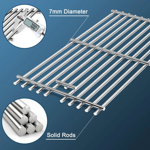 Grill Replacement Parts Kit For A 3 Burner Gas Grill, stainless steel grates showing 7mm diameter solid rods, DIY upgrade