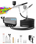 All In One Pro Grade Airbrush Kit With Compressor For Painting Nails Modeling Makeup And Cake Decorating, dual action tools