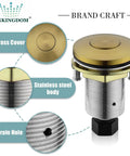 Garbage Disposal Sink Top Air Switch Kit With Champagne Gold Brass Button Stainless Steel Button Option Durable Finish