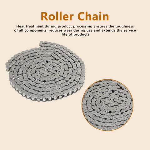 40SS Stainless Steel Roller Chain, 10 Feet With Connecting Links, 240 Links, heat treated for tough industrial use
