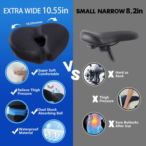 Comparison of Noseless Bike Seat Cushion With Memory Foam And Ventilation For All Day Comfort oversized with narrow saddle