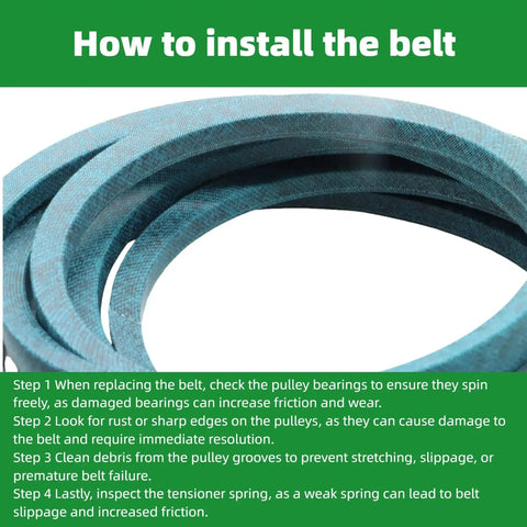 Aramid Drive Belt For Mower Five-Eighths Inch By Ninety-Seven Inch Heavy-Duty Replacement M151276 installation guide image.