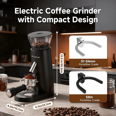 Aaobosi Cordless Burr Coffee Grinder Rechargeable With 60 Settings And Anti Static Design Digital Timer Touchscreen Portable Electric Hand Grounds For Espresso Pour Over French Press Travel And Camping Adventures on kitchen countertop.