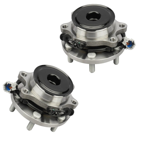 Front Wheel Bearing And Hub Assembly 515064 RWD With ABS Drop In Fits Nissan Frontier 2005 2018 Pathfinder 2005 2012 Xterra 2005 2015 Suzuki Equator 2009 2012 6 Lug Bolts Replacement, pair of assemblies on white background