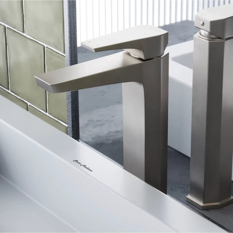 Single Hole Single Handle High Arc Bathroom Faucet In Brushed Nickel Easy One Hand Operation For Temperature And On Off Solid Brass Build