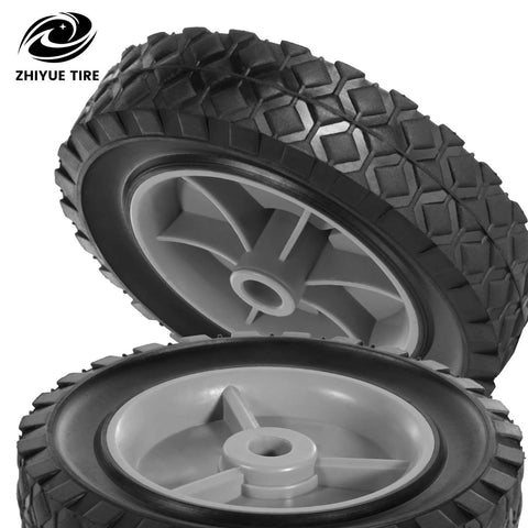 6 Inch Beefy Heavy Duty Rubber Wheel Set Two Pack With Half Inch Bore And 1.5 Inch Wide, 100 Pound Capacity Per Wheel, Fits Oregon 72 106