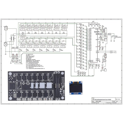 Automatic Tuner Kit 1.8 To 50 MHz HF Portable Tuner With OLED Display schematic and circuit board layout