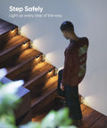 16 Pack Solar Deck Lights For Stairs And Fences Setting Those Sweet Backyard Vibes With A Dang Nice Warm White Glow Plus No Sweat Mounting And Zero Electric Bills To Level Up Your Weatherproof Yard illuminating wooden stairs at night.