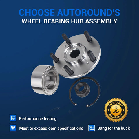 Exploded view of Pair Front Wheel Bearing And Hub Assembly For Honda Accord 1998-2002 Acura TL 1999-2003 Acura CL Non ABS 5 Lug