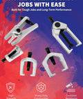 5 Piece Front End Service Tool Kit for Ball Joints Pitman Arm and Tie Rod Removal with heavy-duty 45 steel construction