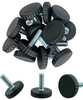 One Quarter Inch Threaded Furniture Feet Levelers Set Of 12 Adjustable Black Nylon Glide Feet for tables, chairs, benches.