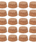 Wooden Tapered Cork Plugs Set Dope For Wine And Beer Bottles, 20 Pcs Burly Wood Corks For DIY Bottle Crafts displayed from top view.