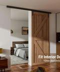Installed Ceiling Mount Box Rail Barn Door Hardware Kit For Single Door Applications Up To 35.4 Inches Wide And 39.6 Inches Panel Width
