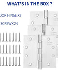 316 Stainless Steel Marine-Grade Door Hinges 4.5x4.5 Inches, Heavy Duty Ball Bearing Exterior Outswing Hinges, Rust Proof, 3 Pack