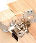 Close-up of Carbon Steel Self Locking Hinges Folding Table Leg Brackets With 180 Degree Lock Design and Electroplated Finish