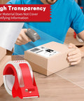 Man using scanner with Two Roll Clear Heavy Duty Packing Tape With Dispenser Pack Strong And Durable Shipping Tape 1.88 Inch By 55 Yards Per Roll Ideal For Packing Boxes Moving Shipping And Mailing on cardboard box.