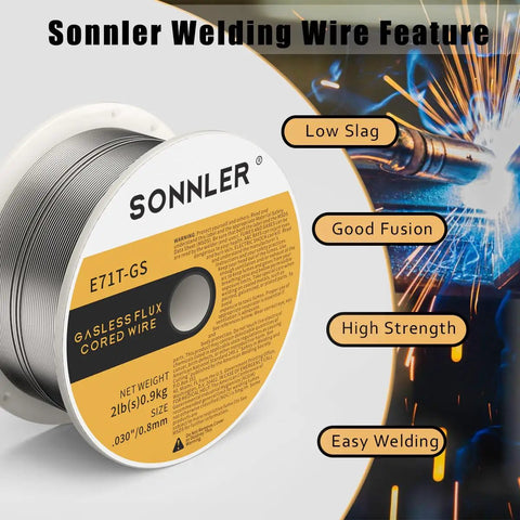 Flux Core Welding Wire Set 2 Lb Each Three Pack E71TGS Mild Steel Wire Low Splatter For MIG Welding Compatible with HF and Forney welders