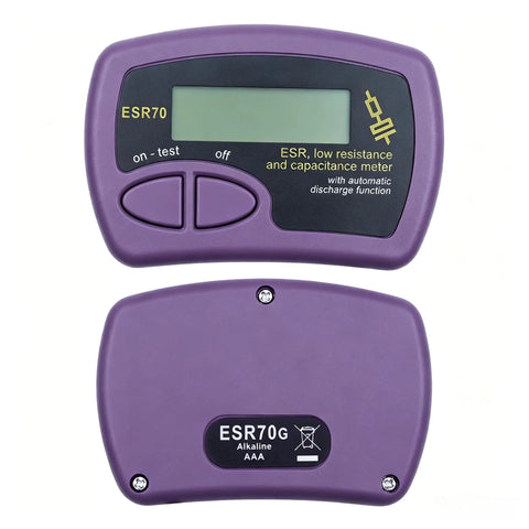 Dual-Parameter Capacitor Analyzer For ESR Testing With Internal And External Modes, ESR70 meter shown front and back