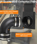 Heavy Duty 4 Inch Dust Collection Fitting Kit For Woodshop Includes 90 Degree Elbow Blast Gate And Flex Cuffs, featuring durable rubber and ABS material.