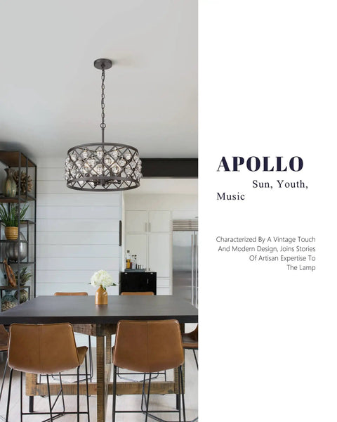 4 Light Crystal Chandelier With Oil Rubbed Bronze Finish, Modern Farmhouse Pendant Light For Dining Room And Kitchen Island