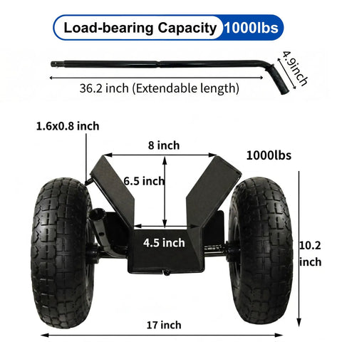 Dimensions of All Terrain Heavy Duty Panel Dolly With 1000 Lb Capacity and 10 Inch Solid Tire Wheels