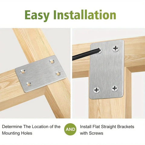 Heavy Duty Stainless Steel Corner Brackets Set Of Five Furniture Hardware With Mounting Screws Ultra Tough Shelf Support Connectors installation guide with wood framing and metal brackets.