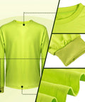 High Visibility Long Sleeve Work Shirts 6 Pack Yellow Safety Tees For Men And Women Quick Dry Sun Protection Construction Crew Neck Tops