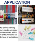 125 Piece Heat Shrink Wire Connector Kit With Insulated Crimp Terminals in application with electrical panels and connectors.