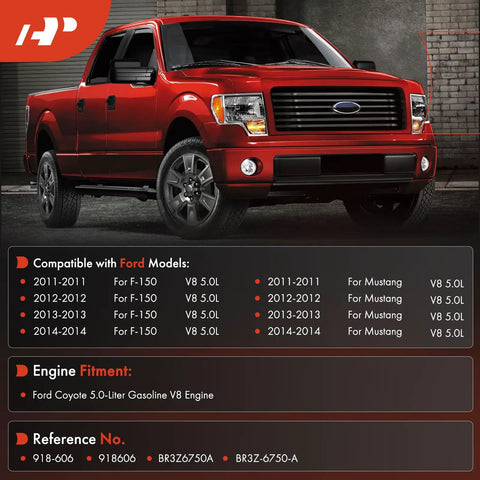 Red Ford F-150 truck compatible with 5.0L V8 Engine Oil Dipstick For Ford F-150 And Mustang 2011 2012 2013 2014 Replaces BR3Z6750A