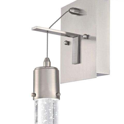 Modern LED Wall Sconce Light 9W Equivalent 60W, Indoor One Light, Dimmable, Brushed Nickel Finish With Bubble Glass close-up