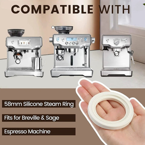 Hand holding 58mm Silicone Group Head Gasket for 9 Series Espresso Machines BES900XL BES920XL BES980XL BES990