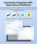 IP65 Waterproof Zigbee LCD Temperature And Humidity Sensor For Greenhouse And Bathroom No Fuss Smart Home Monitoring With App Charts Easy Setup And Flexible Installation showing Home Assistant integration and data charts