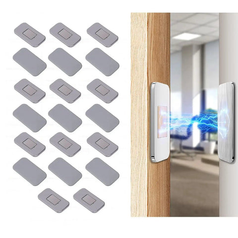 No Drill Magnetic Cabinet Door Catch With Adhesive Backing, Stainless Steel Magnets For Kitchen, shown on cabinet