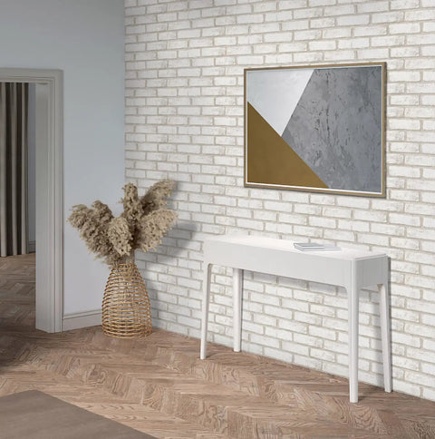 Peel And Stick Faux Brick Wallpaper Self Adhesive White And Beige Roll 17.7 By 472.4 Inches Removable Wall Covering