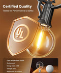 Close-up of 69 Foot G40 Globe Outdoor String Lights With 32 Edison Bulbs Plus 2 Spares Waterproof Connectable Patio Porch Balcony Lights