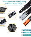 16 Inch Soft Close Drawer Slides With 100Lb Capacity, Heavy Duty Full Extension Ball Bearing Slides For Kitchen Cabinets