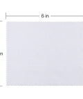 Front view: white microfiber eyeglass cleaning cloth, 5x6 inches with pinked edges.