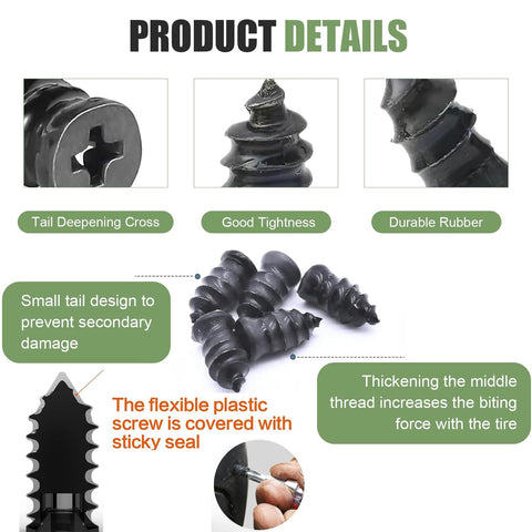 Close-up of screw type plugs from Self Service Tire Plug Kit With Screw Type Plugs And Compact Screwdriver, focus on details.
