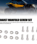 Stainless Steel Exhaust Manifold Screw Set For Ski Doo 600 HO And 800 Twin Engines M6 X 20mm Bolts With Lock Washers Easy Installation And Precise Fitment For OE Numbers 514054626 205062044 205562060 Y Pipe Kit Included, shown with bolts and washers