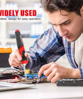 Man using Cordless Soldering Iron Kit 4V Rechargeable With 2000mAh Lithium Battery, Rapid Heat Up, LED Spotlight for repair