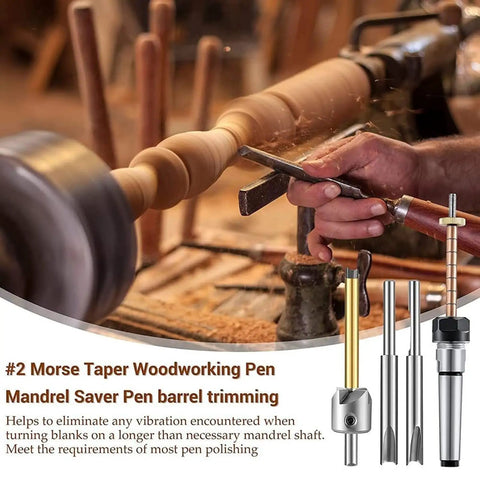 Straight Shots Precision Pen Mill Trimmer Kit With 8 Inch Turning Mandrel And Dual Pilot Cutter Shafts For Flawless Blank Prep in woodworking shop.