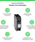 Homeline 15 Amp And 20 Amp Tandem Circuit Breaker For Home Wiring, 120 And 240 Volts AC, 10kA Breaking Capacity, Plug In Mount.