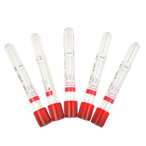 Veterinary Lab Vacuum Blood Collection Tubes No Additive 5ml Red Cap 100 Count For Vet Clinics And Pet Labs