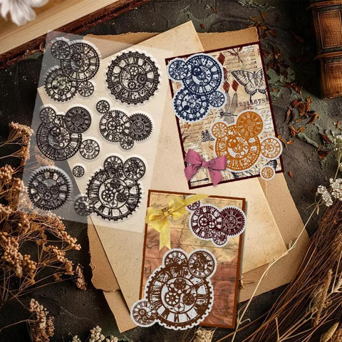 Clear Mechanical Gear Stamp Set With Transparent Gear Patterns For Scrapbooking And Card Making Steampunk Vibe Rubber Stamps