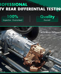 ATV rear differential assembly with pipes, showing quality inspection for Heavy Duty Rear Final Gear Differential Assembly Fits Honda Rancher 420 Atv 2007 To 2013 Factory Spec Replacement 41300Hp560 Drop In Bulletproof Swap Kit.
