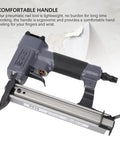 Husky 18 Gauge Pneumatic Brad Nailer With Clear Viewing Window And Lightning Fast Jam Release, ergonomic handle for comfortable grip.