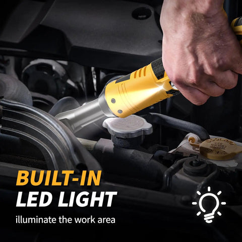 Cordless Three-Eighths Inch Ratchet Wrench Set With 45 Ft Lbs Torque And Variable Speed Up To 550 RPM, 16.8 Volt Power Tool For Auto Maintenance, Easy Nuts And Bolts Tightening And Removal in engine bay with built-in LED light