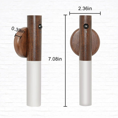 Dimensions of Smart Walnut Wood Motion Sensor Night Light Portable USB Rechargeable Magnetic Wall Lamp