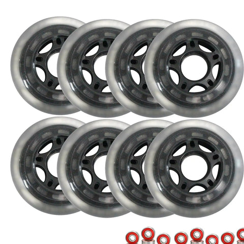8 Pack Inline Skate Wheels Set 76mm 80mm 90mm 100mm 110mm With Bearings 85A Hardness For Indoor Outdoor Use Durable Replacement