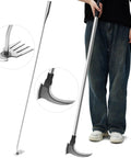 Long Reach Weed Puller Tool Set 2 Pack, 47 Inch Stand Up Metal Handle With Manganese Steel Double Scythe And Stainless Weeder displayed